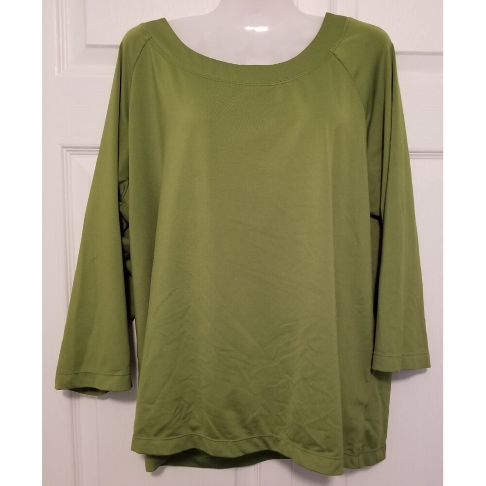 Susan Graver Women's Top Size XL 3/4 Sleeve Green Round Neckline Designer